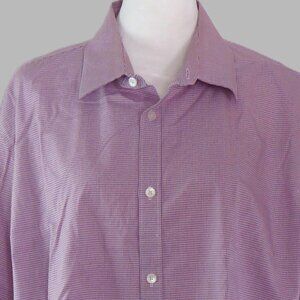 Calvin Klein Red Checkered Long Sleeve Button-Up Non-Iron Shirt Size L (C882)